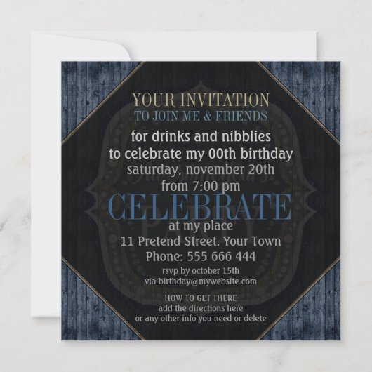 Rustige Timber Denim Custom Age Birthday Party Kaart (Achterkant)