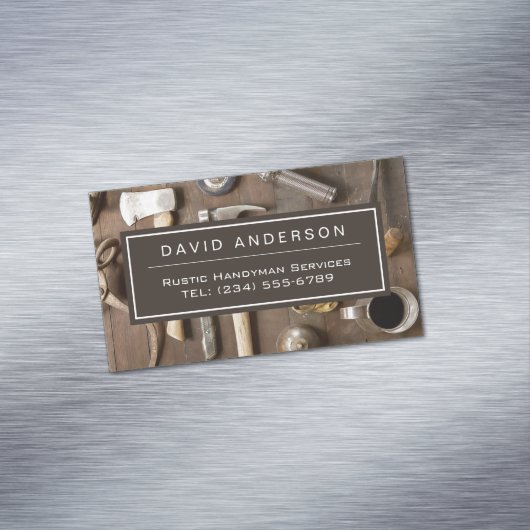 Rustige Tools Carpenter Handyman Woodworkarbeider Magnetisch Visitekaartje (Voorbeeld)