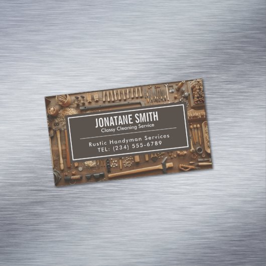 Rustige Tools Carpenter Handyman Woodworkarbeider Magnetisch Visitekaartje (Voorbeeld)