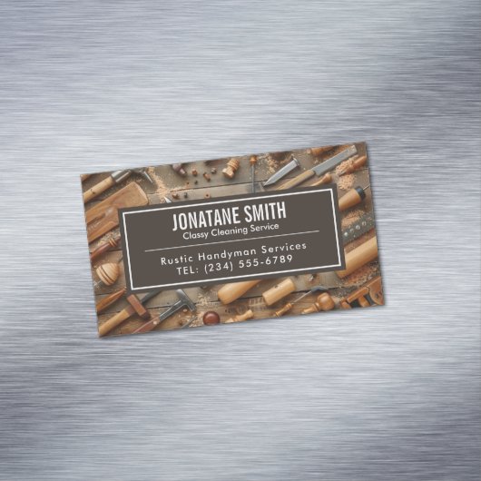 Rustige Tools Carpenter Handyman Woodworkarbeider Magnetisch Visitekaartje (Voorbeeld)