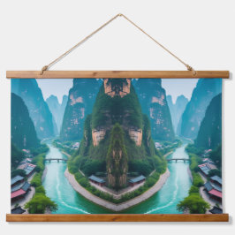 Rustige toppen en kronkelend water - Natuur landsc Hangend Wandkleed