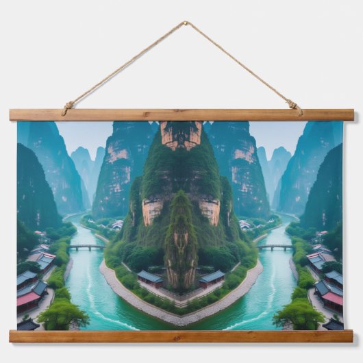 Rustige toppen en kronkelend water - Natuur landsc Hangend Wandkleed (Voorkant)