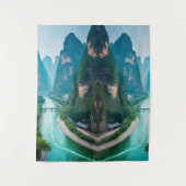 Rustige toppen en kronkelend water - Natuur landsc Wandkleed (Voorkant)