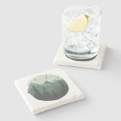 Rustige toppen: vogels boven een berglandschap stenen onderzetter (Zijkant)