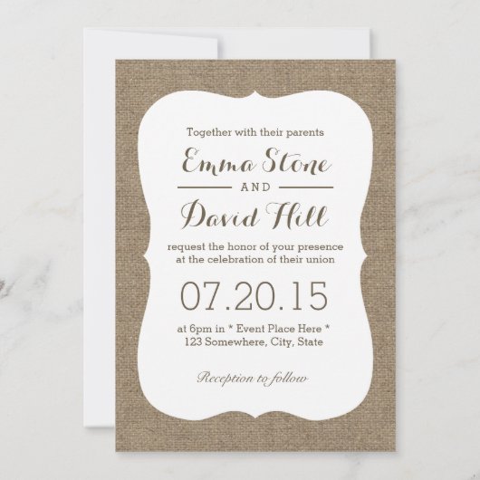 Rustige Tortelduifjes Blauwgroen ribbon Burlap Wed Kaart (Achterkant)