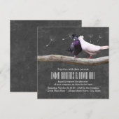 Rustige Tortelduifjes en Dandelion Chalkboard Wedd Kaart (Voorkant / Achterkant)