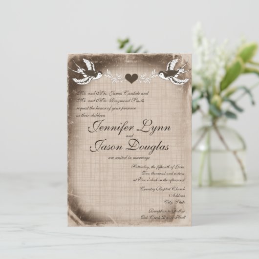 Rustige Tortelduifjes huwelijksuitnodigingen Kaart (Staand voorkant)