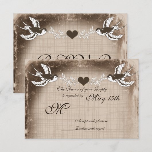 Rustige Tortelduifjes RSVP-kaarten RSVP Kaartje (Voorkant / Achterkant)