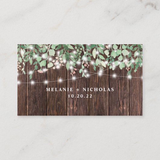Rustige touwlichten bruiloft RSVP-webkaart Informatiekaartje (Achterkant)