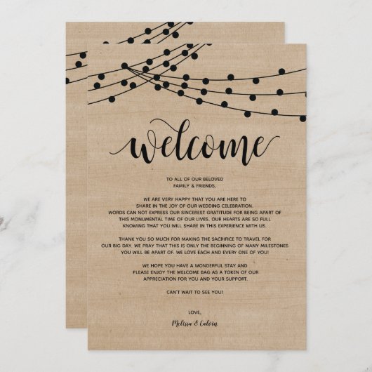 Rustige touwlichten Onthaal van het Weddenschap en Programmakaart (Voorkant / Achterkant)