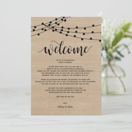 Rustige touwlichten Onthaal van het Weddenschap en Programmakaart (Staand voorkant)