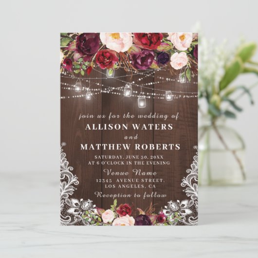 Rustige touwlichten trouwuitnodiging kaart (Staand voorkant)