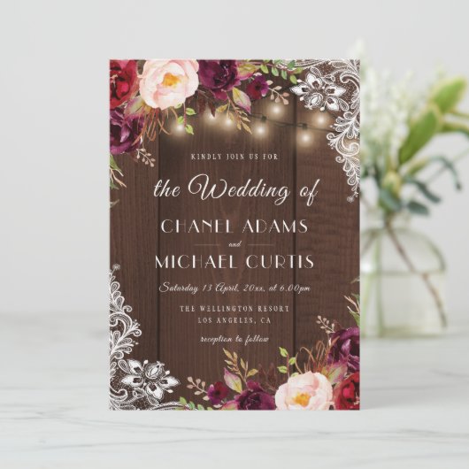 rustige touwlichten trouwuitnodiging kaart (Staand voorkant)