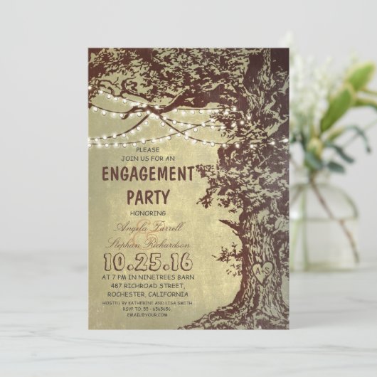 Rustige 'tree and string'-verlovingspartij kaart (Staand voorkant)