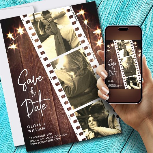 Rustige trendy fotocabine sparen de datumuitnodigi save the date