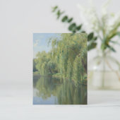Rustige treurwilgen vijver landschap briefkaart (Staand voorkant)