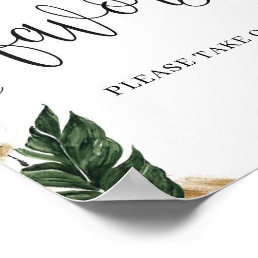 Rustige tropische bladeren florale bruiloft-voorde poster (Hoek)