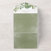 Rustige Tropische Greenery & Eucalyptus QR Code All In One Uitnodiging (Buitenkant)