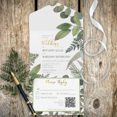 Rustige Tropische Greenery & Eucalyptus QR Code All In One Uitnodiging