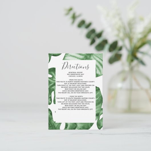 Rustige tropische Natuur botanische groen-bruiloft Informatiekaartje (Staand voorkant)