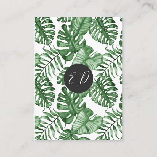 Rustige tropische Natuur botanische groen-bruiloft Informatiekaartje (Achterkant)