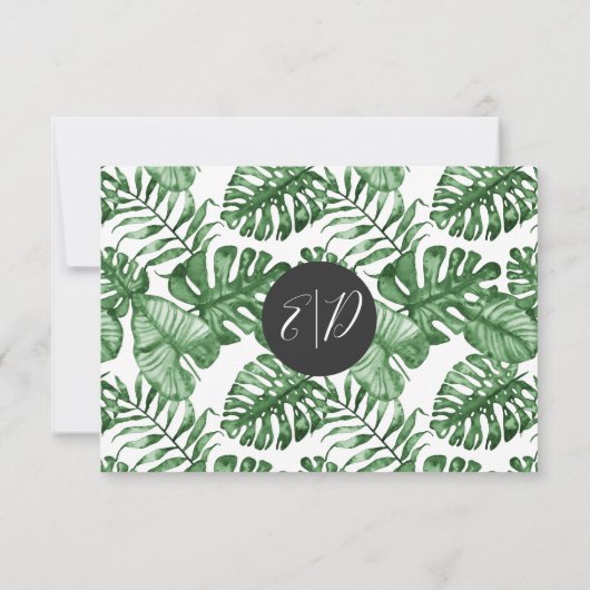 Rustige tropische Natuur botanische groen-bruiloft RSVP Kaartje (Achterkant)