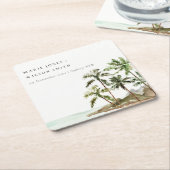 Rustige tropische palmbomen stranden zand huwelijk kartonnen onderzetters (Schuin)