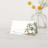 Rustige tropische palmbomen stranden zand huwelijk plaatskaartje (Achterkant)