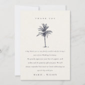 Rustige tropische palmboom - marinekraft bruiloft bedankkaart (Voorkant)