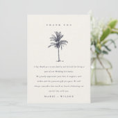 Rustige tropische palmboom - marinekraft bruiloft bedankkaart (Staand voorkant)