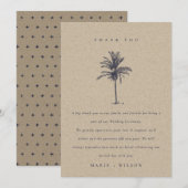 Rustige tropische palmboom - marinekraft bruiloft bedankkaart (Voorkant / Achterkant)