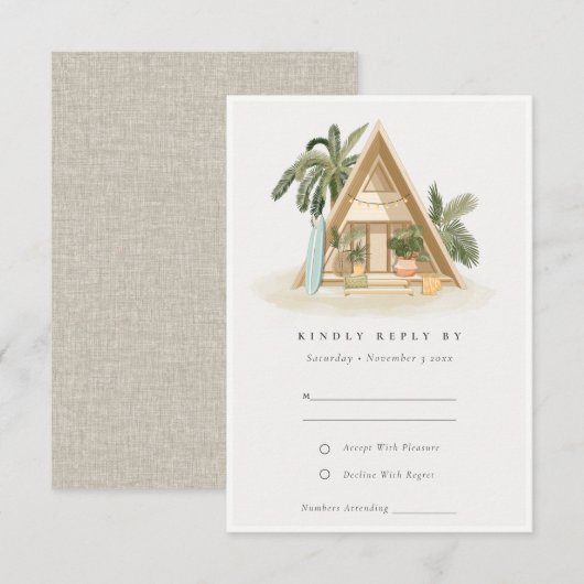 Rustige tropische palmkebaars Rsvp Kaartje (Voorkant / Achterkant)