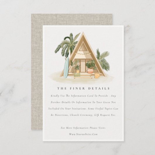 Rustige tropische palmwinkelwagentjes — details informatiekaartje (Voorkant / Achterkant)