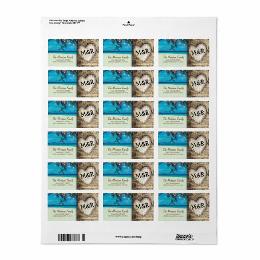 Rustige tropische strandbestemming bruiloft etiket (Full Sheet)