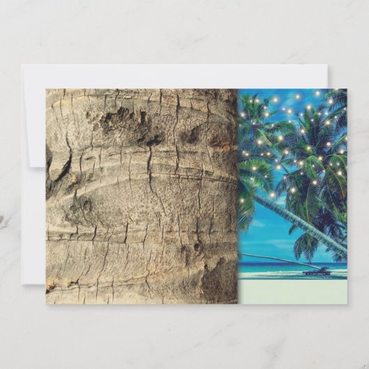 Rustige tropische strandbestemming bruiloft kaart (Achterkant)