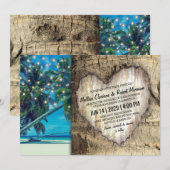 Rustige tropische strandbestemming bruiloft kaart (Voorkant / Achterkant)