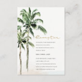 Rustige tropische strandpalmen die weduwen informatiekaartje (Voorkant)