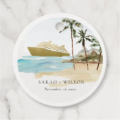 Rustige tropische zeebaars cruise Palm Wedding Bedankjes Labels (Voorkant)