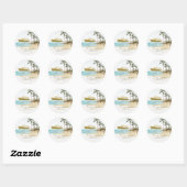 Rustige tropische zeebaars cruise Palm Wedding Ronde Sticker (Vel)