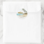Rustige tropische zeebaars cruise Palm Wedding Ronde Sticker (Tas)