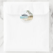 Rustige tropische zeebaars cruise Palm Wedding Ronde Sticker (Tas)