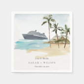 Rustige tropische zeebaars cruise Palm Wedding Servet (Voorkant)