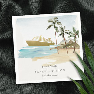 Rustige tropische zeebaars cruise Palm Wedding Servet