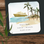 Rustige tropische zeebaars cruise Palm Wedding Vierkante Sticker<br><div class="desc">Neem contact met mij op via yellowfebstudio@gmail.com voor meer aanpassingen of andere overeenkomende objecten.</div>