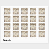 Rustige Trouw Beige Witte Kant Hout 2 Vierkante Sticker (Vel)