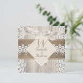 Rustige Trouw Beige Witte Kant Hout Jute AB Kaart (Staand voorkant)
