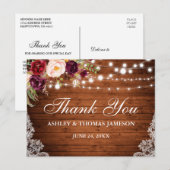 Rustige Trouw Hout Bloem Licht Dank U Briefkaart (Voorkant / Achterkant)