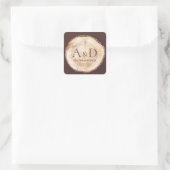 Rustige Trouw Houten Schijf Aangepaste Monogram Vierkante Sticker (Tas)