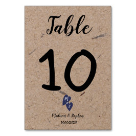 Rustige Trouw | Kraftpapier Monogram Navy Hart Kaart