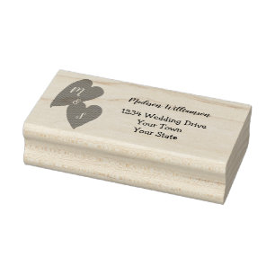 Rustige Trouw   Monogram Hart Retouradres Rubberstempel